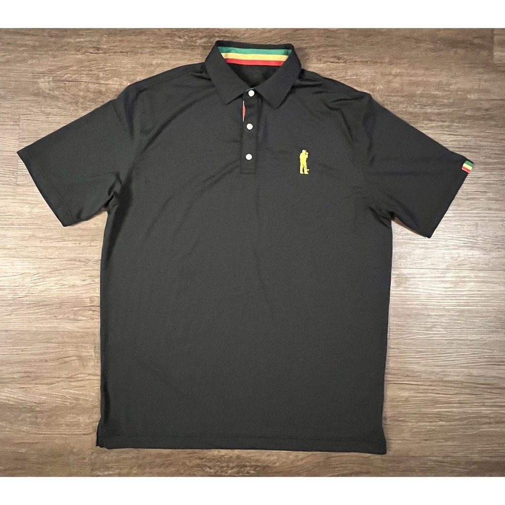 U Suck At Golf Mens Performance Polo XL Black Large Logo